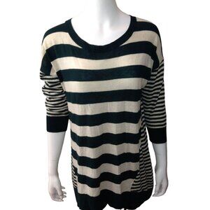 Halogen Knit Top Size S Small Womens Sweater Shirt Striped Oversize Back Zipper